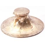 Edward VII Silver Capstan Inkwell of typical form with hinged cover (loaded), diameter 13 cm, hall