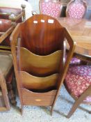 EDWARDIAN MAHOGANY NEWSPAPER RACK, WIDTH APPROX 36CM