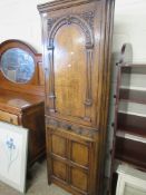 GOOD QUALITY CARVED REPRODUCTION OAK CORNER CUPBOARD, WIDTH MAX 72CM