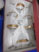 BOXED SET OF SIX CRISTALERIA FUMO ITALIAN CRYSTAL CHAMPAGNE GLASSES