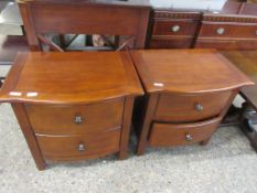 PAIR OF MAHOGANY FINISH SERPENTINE BEDSIDE CABINETS, WIDTH APPROX 66CM