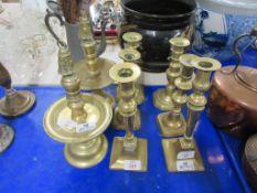 FOUR VARIOUS PAIRS OF CANDLESTICKS, THE TALLEST APPROX 26CM