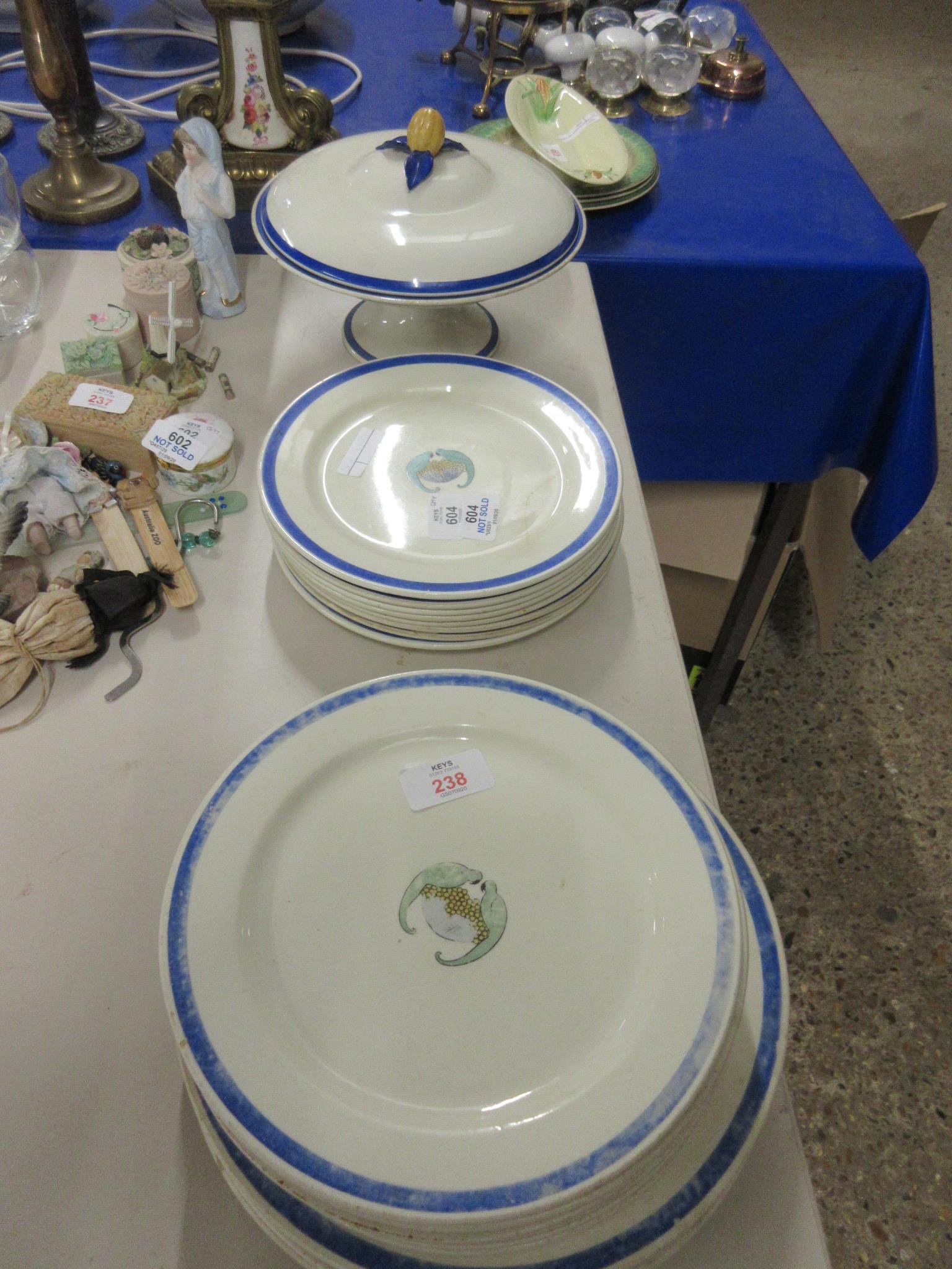 QUANTITY OF PARROT DECORATED PLATES TOGETHER WITH A SIMILAR TUREEN