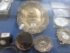 SMALL QUANTITY OF EASTERN, PROBABLY INDIAN, WHITE METAL AND PLATED WARES INCLUDING TRINKET TRAY,