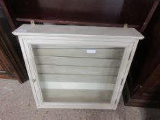 SMALL GLAZED WALL DISPLAY UNIT, WIDTH APPROX 62CM