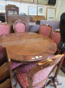 IMPRESSIVE REPRODUCTION CIRCULAR DINING TABLE, DIAM APPROX 120CM, TOGETHER WITH A SET OF SIX