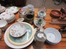 SELECTION OF VARIOUS HOUSEHOLD CERAMICS ETC INCLUDING ORIENTAL JAR, 18TH/19TH CENTURY HAND DECORATED