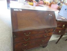 GOOD QUALITY LATE 18TH/EARLY 19TH CENTURY MAHOGANY DROP FRONT BUREAU RAISED ON BRACKET FEET WITH