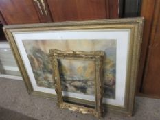 VERY LARGE GILT FRAMED PRINT, WIDTH APPROX 130CM, AND A FURTHER ORNATE GILT FRAME