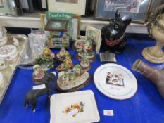 QUANTITY OF VARIOUS CERAMICS AND OTHER COLLECTABLES INCLUDING FROG FIGURES ETC