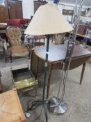 TWO LAMP STANDARDS INCLUDING ARTS & CRAFTS STYLE THREE LEGGED EXAMPLE