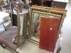 PAIR OF GILT PAINTED WOODEN FRAMED TABLE TOP TRIPTYCH MIRRORS