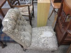 VICTORIAN BUTTON BACK NURSING CHAIR, HEIGHT APPROX 82CM