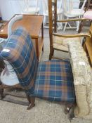 VICTORIAN MAHOGANY FRAMED UPHOLSTERED CHAIR, APPROX 90CM