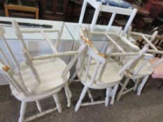 SET OF SIX PAINTED PINE DINING CHAIRS