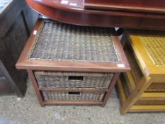 MODERN SMALL DRAWER UNIT WITH WICKER EFFECT DRAWERS AND TOP, WIDTH APPROX 60CM