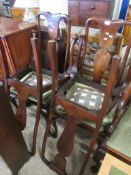 SET OF SIX MATCHING UPHOLSTERED DINING CHAIRS COMPRISING FOUR CHAIRS AND TWO CARVERS