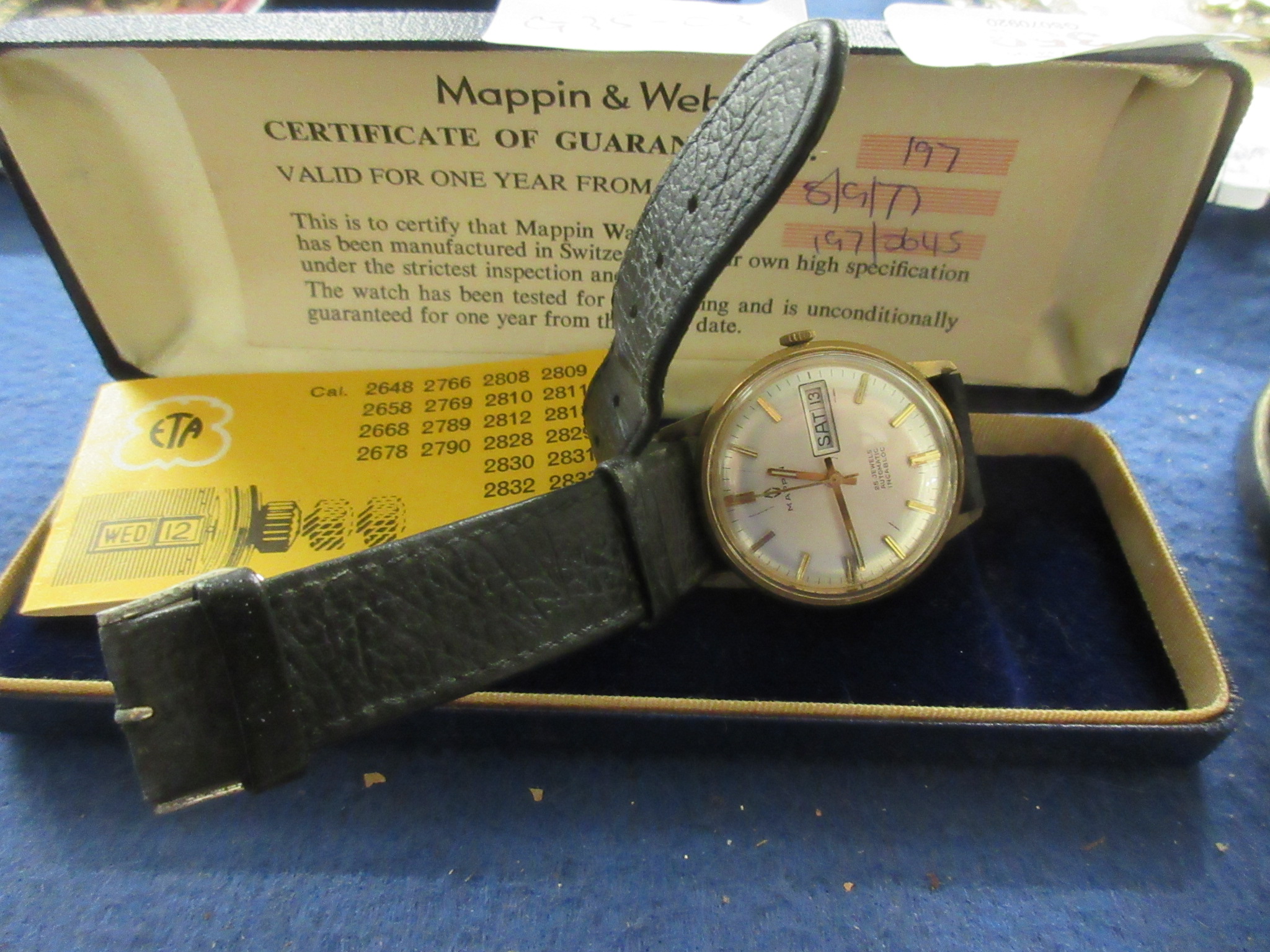 MAPPIN & WEBB EARLY 1970S GENTS WRIST WATCH IN ORIGINAL CASE, COMPLETE WITH MAPPIN & WEBB