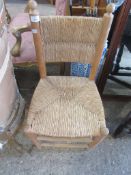 RUSTIC STYLE RUSH SEATED CHAIR, HEIGHT APPROX 90CM