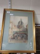 FRAMED WATERCOLOUR BY ERNEST GEORGE ENTITLED “LUDGATE HILL 1864” DEPICTING ICONIC SCENE OF ST PAULS’