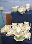 Extensive Minton dinner service in the Haddon Hall pattern, comprising two tureens, various soup