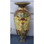 Large Royal Doulton Art Nouveau style vase decorated by Frank Butler, 46cm high (restoration to