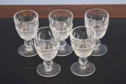 Group of five Waterford cut glass sherry or port glasses (5)