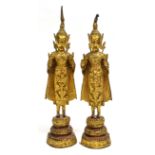 Two gilt metal figures of Hindu deities, 19cm high (2)