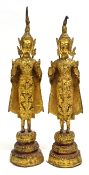 Two gilt metal figures of Hindu deities, 19cm high (2)