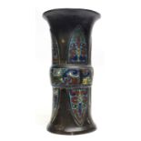 Chinese metal vase decorated with a cloisonne type decoration in Ming style, 31cm high