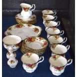 Collection of Royal Albert Old Country Rose tea wares, comprising 8 cups and saucers, milk jug, side