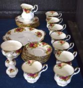 Collection of Royal Albert Old Country Rose tea wares, comprising 8 cups and saucers, milk jug, side