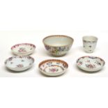 Collection of 18th century Chinese porcelain ceramics all with enamel decoration primarily in