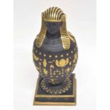 Wedgwood model of an Egyptian mummy, the black basalt ground decorated in gilt with various Egyptian