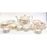 Group of English porcelain wares comprising a early 19th century New Hall tea pot and cover,