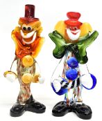 Two models of Murano clowns decorated in various bright colours in typical fashion (2), largest 26cm