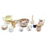 Quantity of Japanese and European ceramics including a small vase, tea bowls, jugs, two small