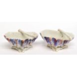 Pair of Continental porcelain salts with shield mark to base (2)
