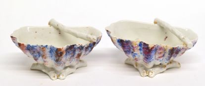 Pair of Continental porcelain salts with shield mark to base (2)