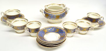 Group of mid-19th century Spode Feltspar porcelain tea wares, pattern no 4259, comprising 6 cups and