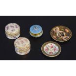 Group of late 19th century porcelain miniature wares including a Royal Crown Derby saucer with an