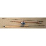 Two vintage fishing rods with a Mitchell 440A match reel