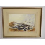 •AR Berrisford Hill (20th Century), Ptarmigan on the Moors, watercolour, signed lower right, 25 x