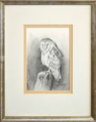 •AR Simon Gudgeon (Born 1958), Owl on a Stump, Pencil drawing, signed lower right, 22 x 16cms
