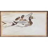 English School, (19th Century), Ducks, watercolour, 10 x 19cm