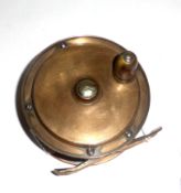 Vintage brass fishing reel 9cm diam