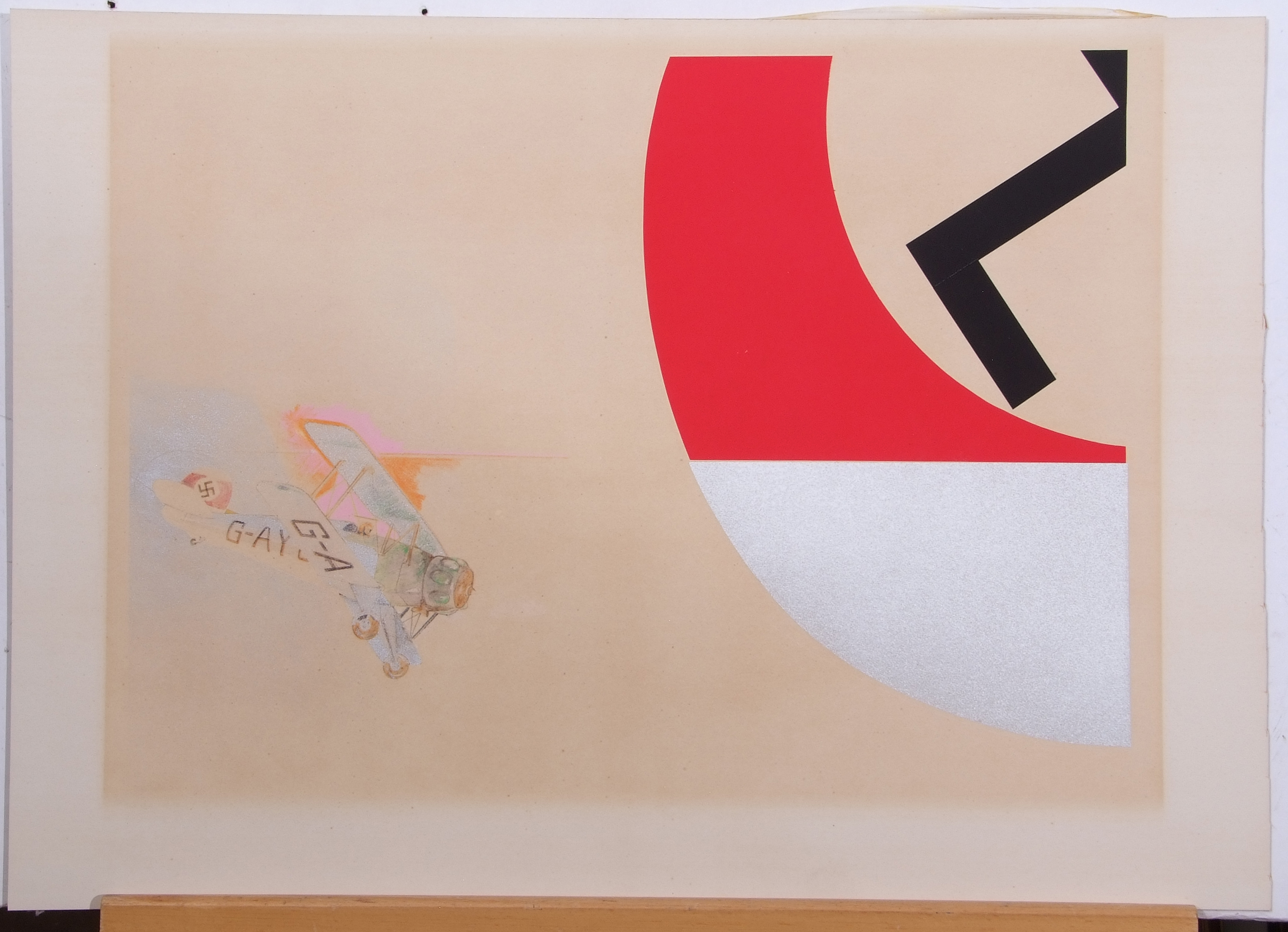 English School (20th century), German bi-plane, mixed media, 38 x 52cm - Image 2 of 2