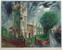 •AR John Piper, CH (1903-1992), "St Nicholas's Church, Alcester, Warwickshire 1986", screen print,