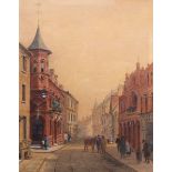 Thomas Smythe (1825-1907), Busy street scene, possibly Ipswich, watercolour, signed lower left, 40 x