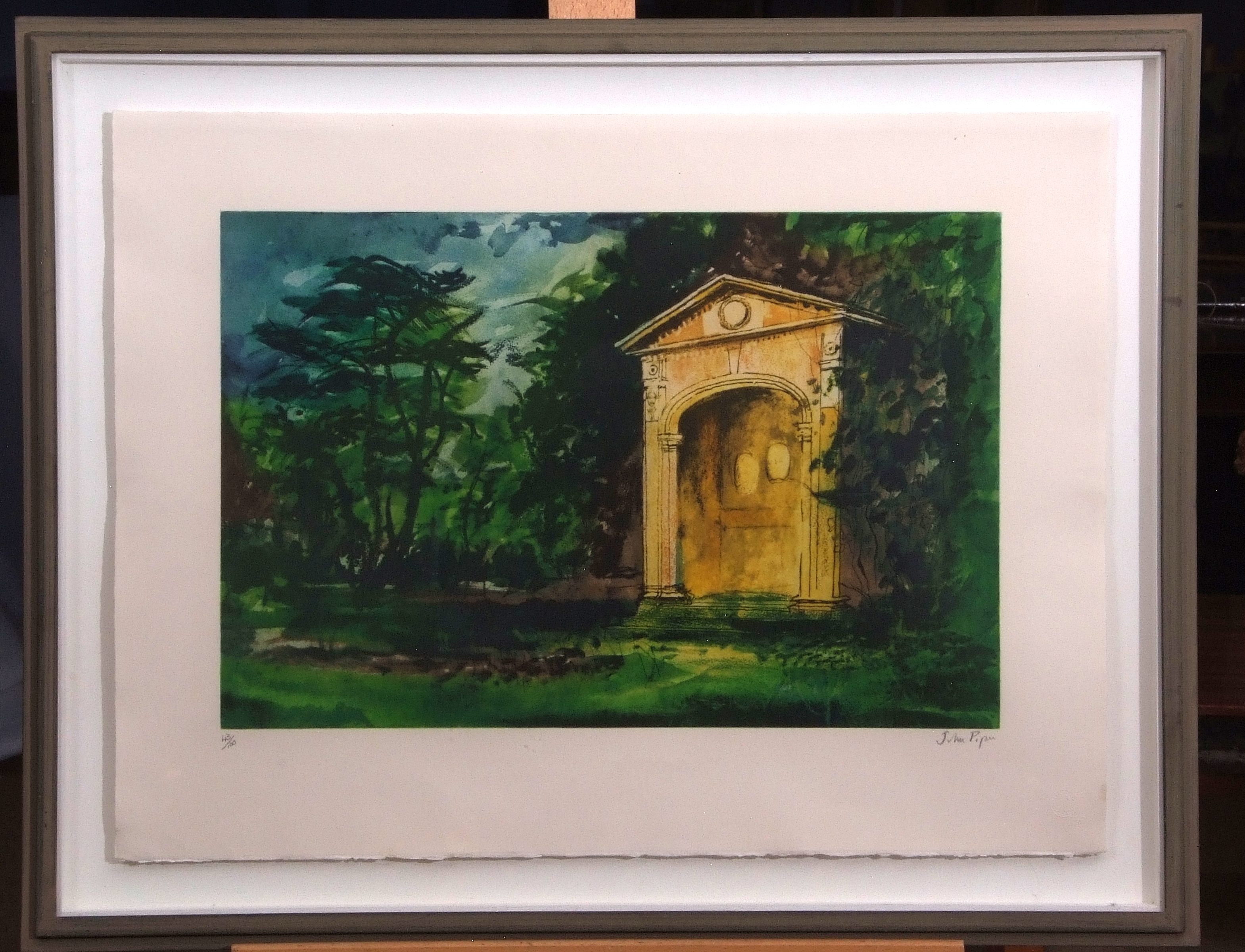 •AR John Piper, CH (1903-1992), "Temple at Stowe", lithograph, signed and numbered 43/100 in - Image 2 of 2